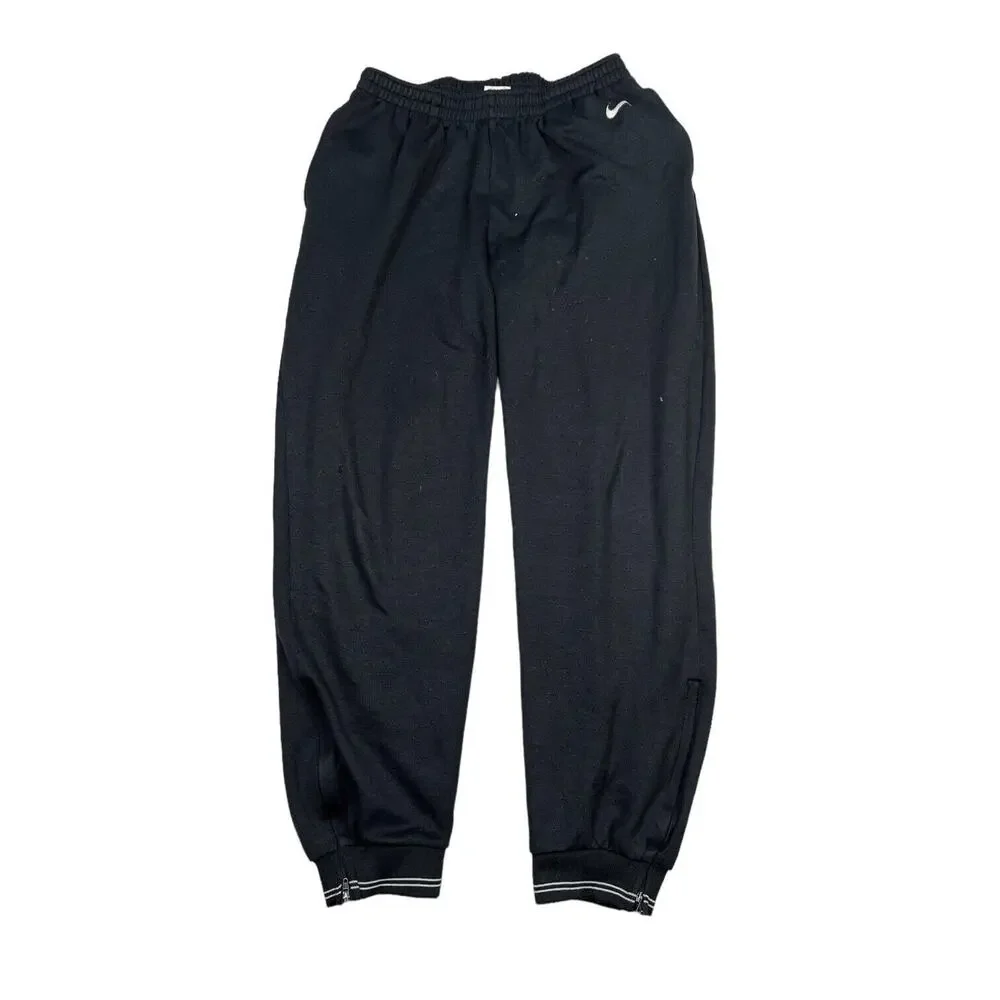 Nike VTG 90s Jogger Sweatpants Zip Ankle FLAW Black Youth Large 12/14